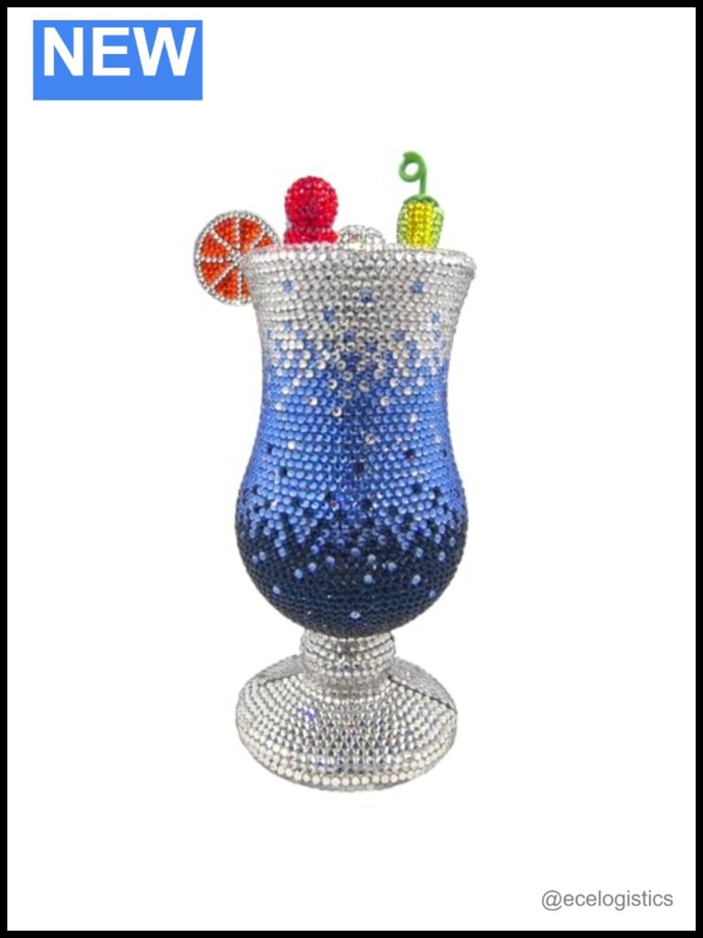 Handmade Rhinestone Cocktail Glass Clutch Purse Women's Evening Bag
